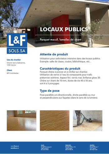 pose parquet massif résistant pour locaux public à Veyrier salle de classe couloir bibliothèque